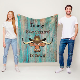 Couverture Polaire New Sheriff En Ville, Longhorn Fleece Blanket