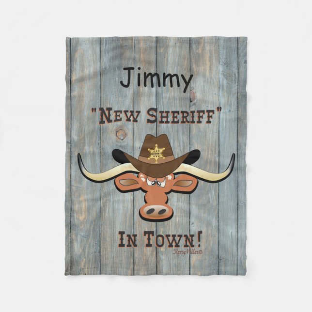 Couverture Polaire New Sheriff En Ville, Longhorn Fleece Blanket (Devant)