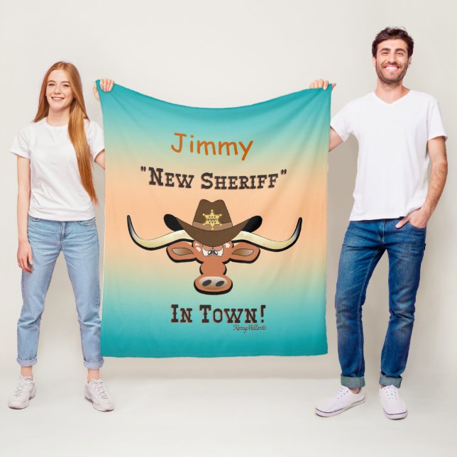 Couverture Polaire New Sheriff En Ville, Longhorn Fleece Blanket (En situation)