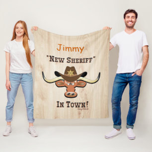 Couverture Polaire New Sheriff En Ville, Longhorn Fleece Blanket