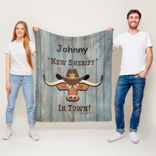 Couverture Polaire New Sheriff En Ville, Longhorn Fleece Blanket
