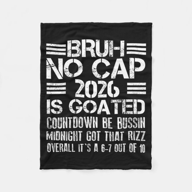 Couverture Polaire New Year 2026 Bruh No Cap Countdown Bussin Funny R (Devant)
