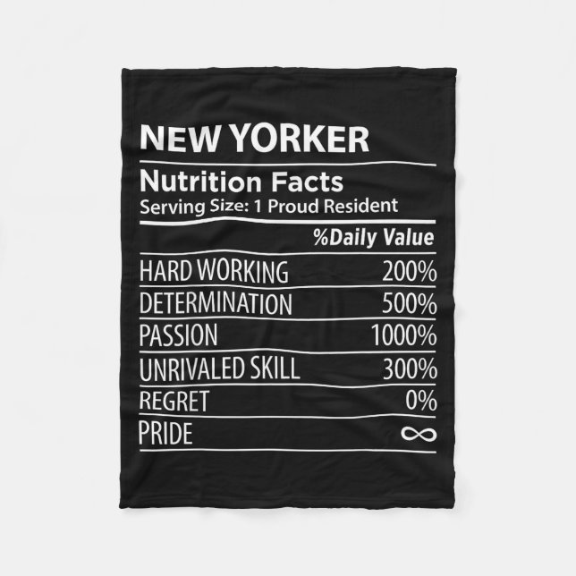 Couverture Polaire New Yorker Nutrition Facts Funny New York Pride  (Devant)