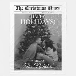 Couverture Polaire Newspaper What A Year Black White Photo Christmas