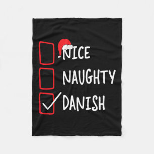Couverture Polaire Nice Naughty Danish - Drôle Liste de Noël Pyjama