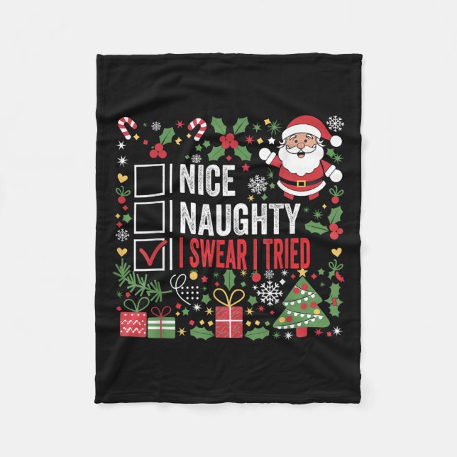 Couverture Polaire Nice Naughty I Swear I Tried Funny Christmas Santa (Devant)