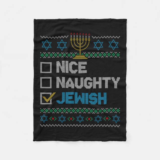 Couverture Polaire Nice Naughty Juif Laid Noël Sweater Funny H (Devant)