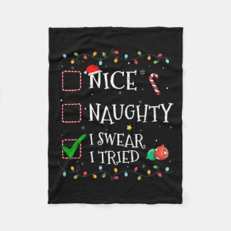 Couverture Polaire Nice Naughty Liste Je jure J'Ai Essayé Père Noël C
