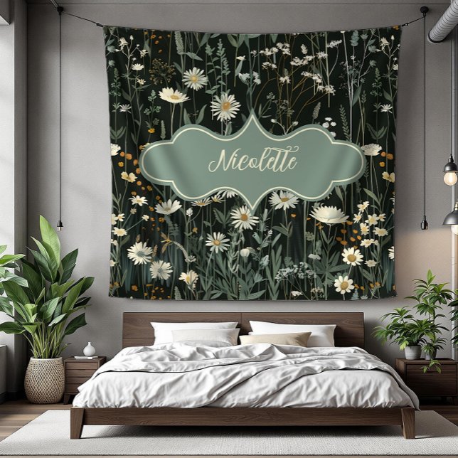 Couverture Polaire Nicolette Dark Daisy Floral (detail)