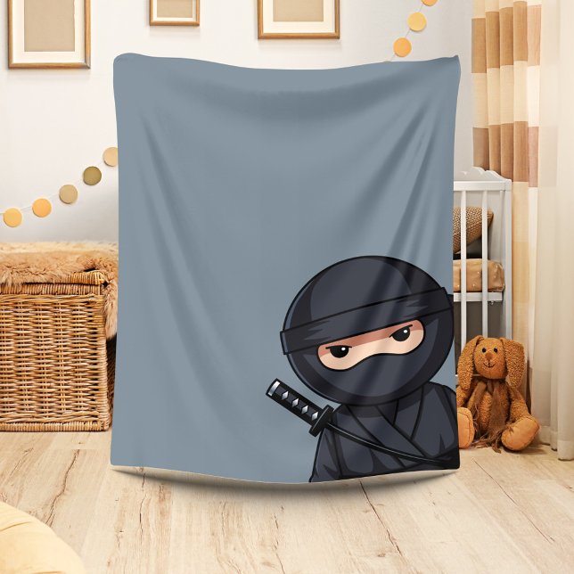 Couverture Polaire Ninja qui regarde sur gris (Créateur téléchargé)
