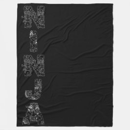 Couverture Polaire Ninja Texte D'Art Blanc Sur Noir