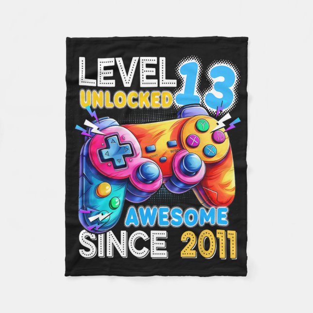 Couverture Polaire Niveau 13 Jeu vidéo déverrouillé 13e anniversaire (Devant)