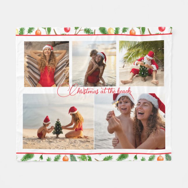 Couverture Polaire Noël à la plage 5 Photo Collage moderne (Devant (Horizontal))