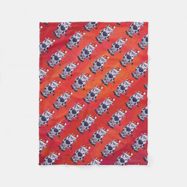 Couverture Polaire Noël à la vache (Devant)