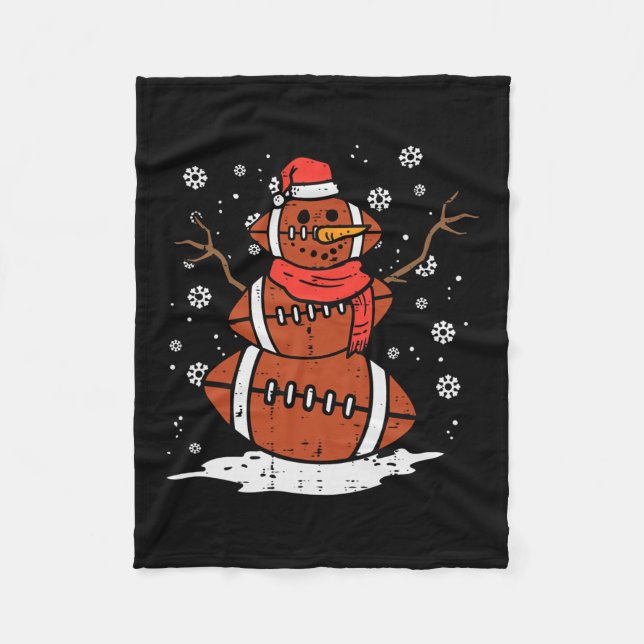Couverture Polaire Noël Américain Football Snowman Xmas Sport Hommes (Devant)