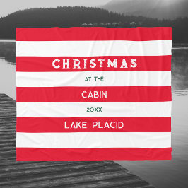 Couverture Polaire Noël Au Cabine Red Nautical Stripe Lake