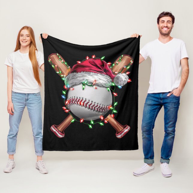 Couverture Polaire Noël Baseball Père Noël Sports Noël (En situation)