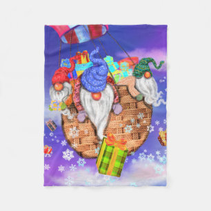 Couverture Polaire Noël Bébé Toison Blanche Gnomes donne des cadeaux