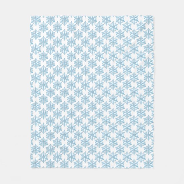 Couverture Polaire Noël bleu clair Aquarelle Snowflakes Motif (Devant)