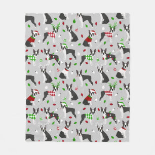 Couverture Polaire Noël Boston Terrier Sherpa Blanket