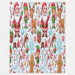 Couverture Polaire Noël Candy Cane Rétro Vintage Wonderland Rouge