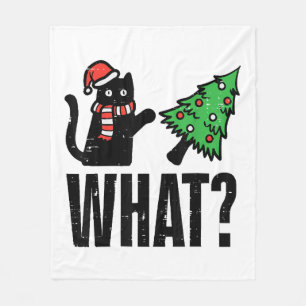 Couverture Polaire Noël Chat Tipping Xmas Tree Drôle
