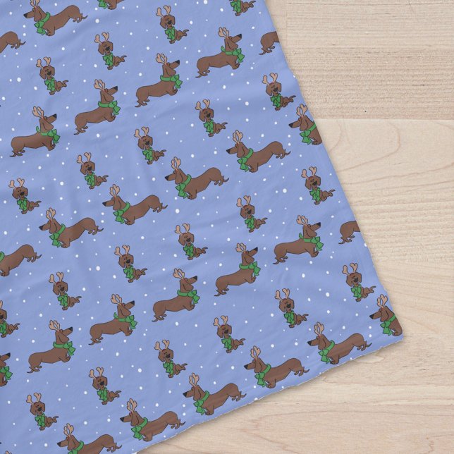 Couverture Polaire Noël Dachshund Reindeer mignon Motif (Créateur téléchargé)