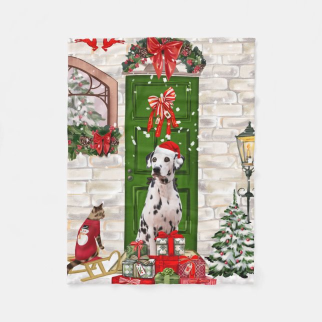 Couverture Polaire Noël de chien dalmate (Devant)