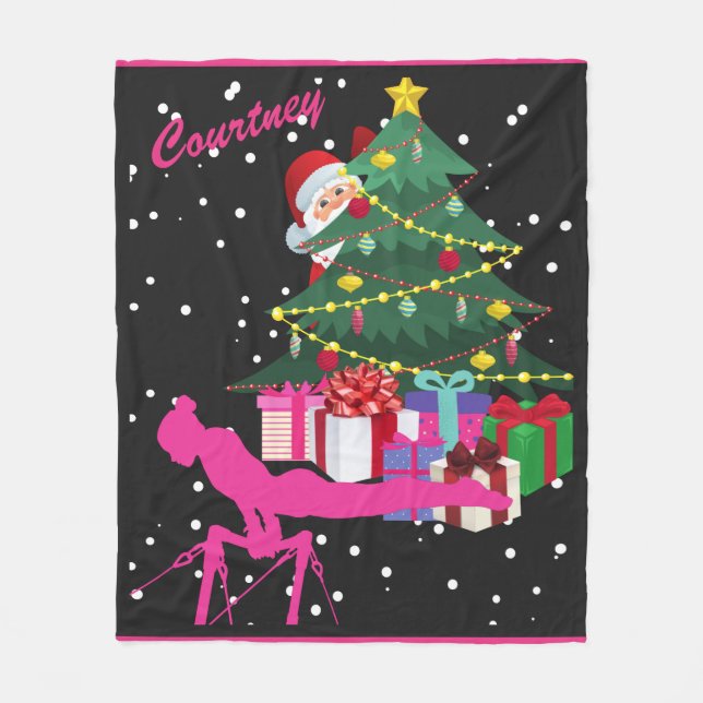 Couverture Polaire Noël de gymnaste : Père Noël Me Apportez Gymnastiq (Devant)