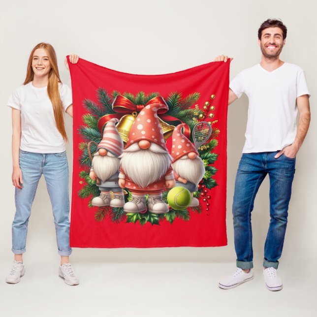 Couverture Polaire Noël de tennis avec balle de tennis (En situation)