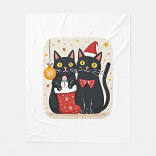 Couverture Polaire Noël des chats Rétro 50s 60s Xmas (1)