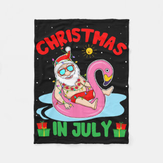 Couverture Polaire Noël d'été en juillet - Père Noël tropical en surf