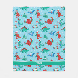 Couverture Polaire Noël Dinosaure Enfants Fun Holiday Personnalisé