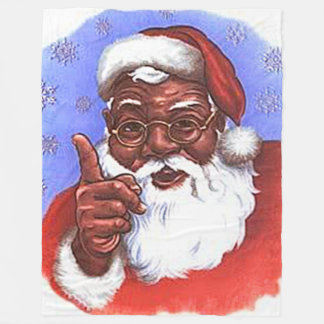 Couverture Polaire Noël du Père Noël noir afro-américain