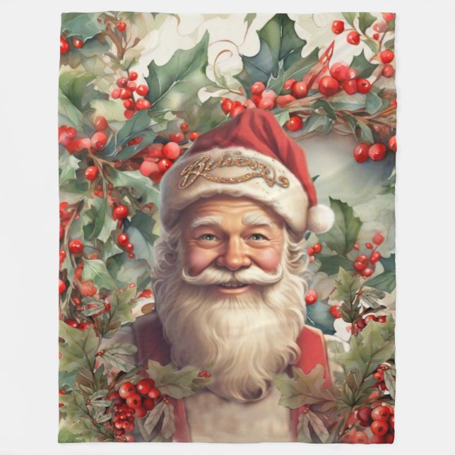 Couverture Polaire Noël du Père Noël Saint Nicolas (Devant)