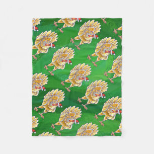 Couverture Polaire Noël Du Poulet Sur Vert