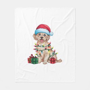 Couverture Polaire Noël Éclairage Santa Chapeau Maltais Chien Noël