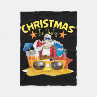 Couverture Polaire Noël en juillet Sungles Funny Santa Vacances d'été