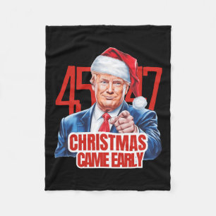 Couverture Polaire Noël est arrivé tôt drôle Donald Trump Père Noël C