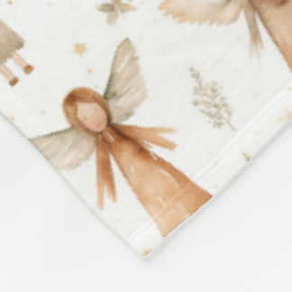 Couverture Polaire Noel Fairytale Blanche Cosy Or Neutres
