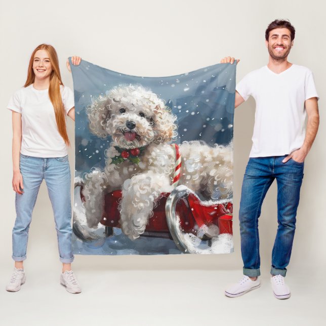 Couverture Polaire Noël Festif au Chien Caniche (En situation)