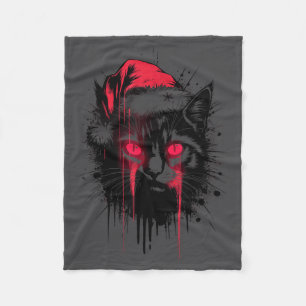 Couverture Polaire Noël gothique Nge Horreur Chat Chapeau de Père Noë