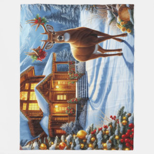 Couverture Polaire Noël/Hiver Deer Lodge