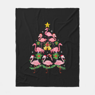 Couverture Polaire Noël - Joli Flamant rose sapin de Noël