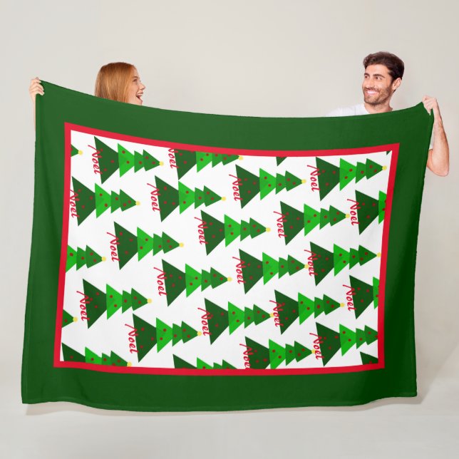 Couverture Polaire Noel joyeux et festif Joyeux Motif d'arbre de Noël (En situation)