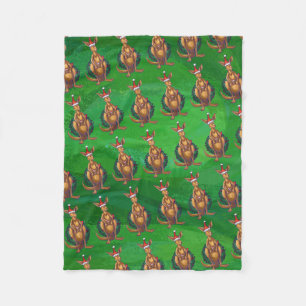 Couverture Polaire Noël Kangaroo sur le dos vert peint