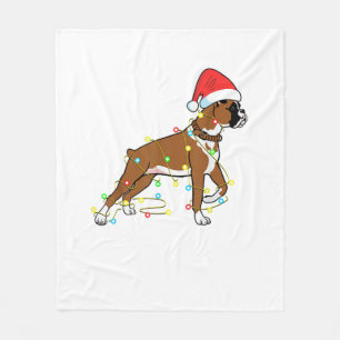 Couverture Polaire Noël Lumières Boxer Amoureux des chiens Funny Cade