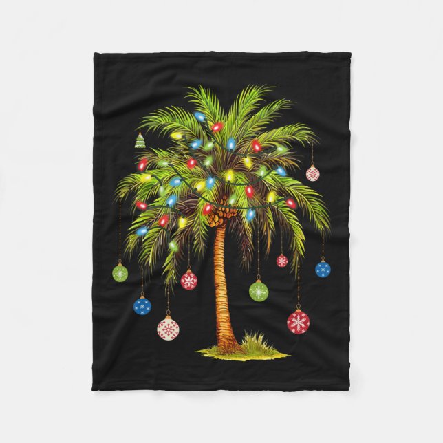 Couverture Polaire Noël Palm Tree Lumière Hawaï Tropical Noël (Devant)