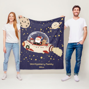 Couverture Polaire Noël personnalisé de vaisseau spatial de Père Noël