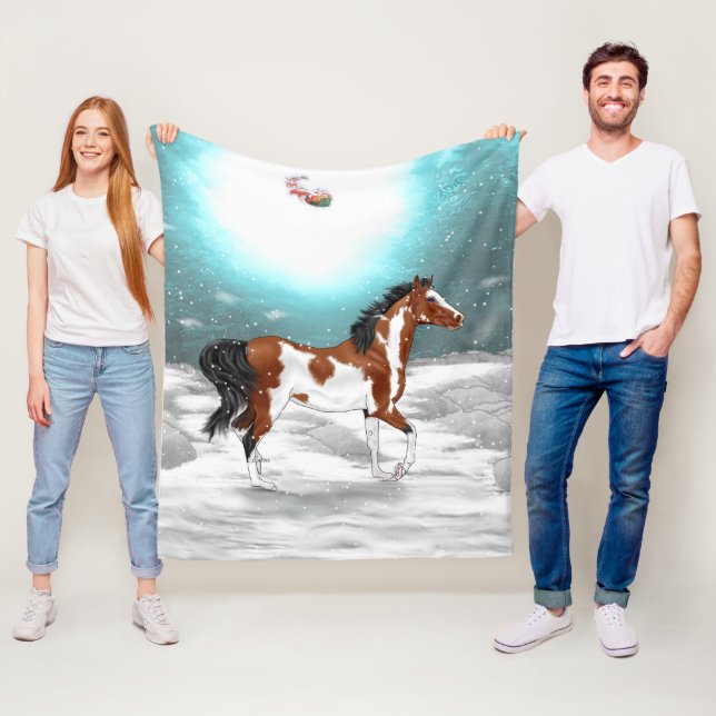 Couverture Polaire Noël Pinto Arabian Horse (En situation)
